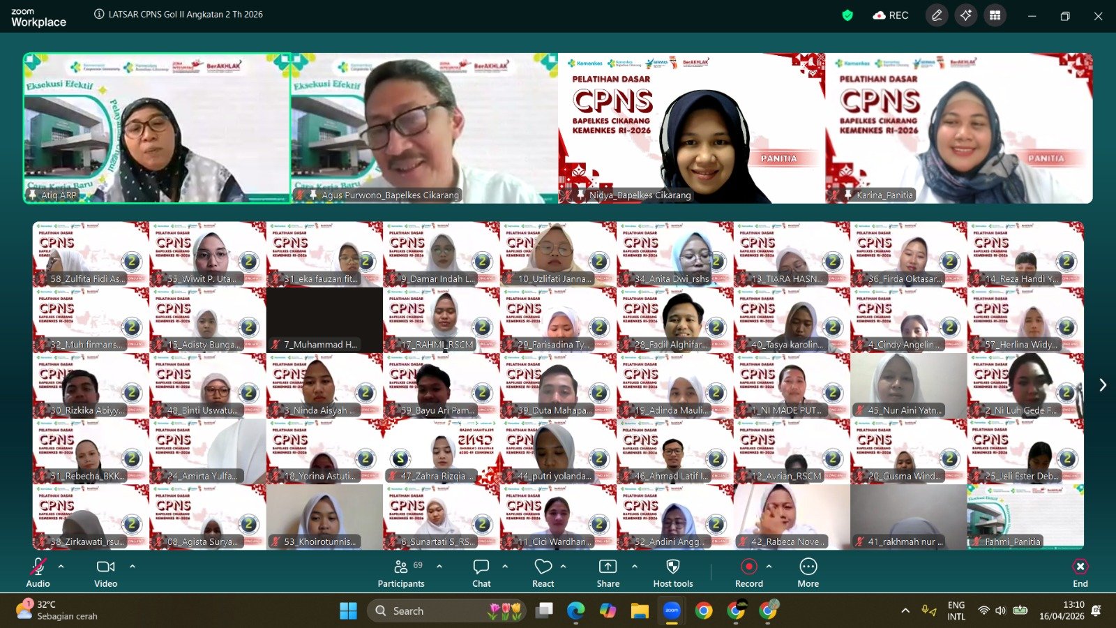 Penutupan Pelatihan Dasar CPNS Golongan II Angkatan 2 Tahun 2026 Bapelkes Cikarang