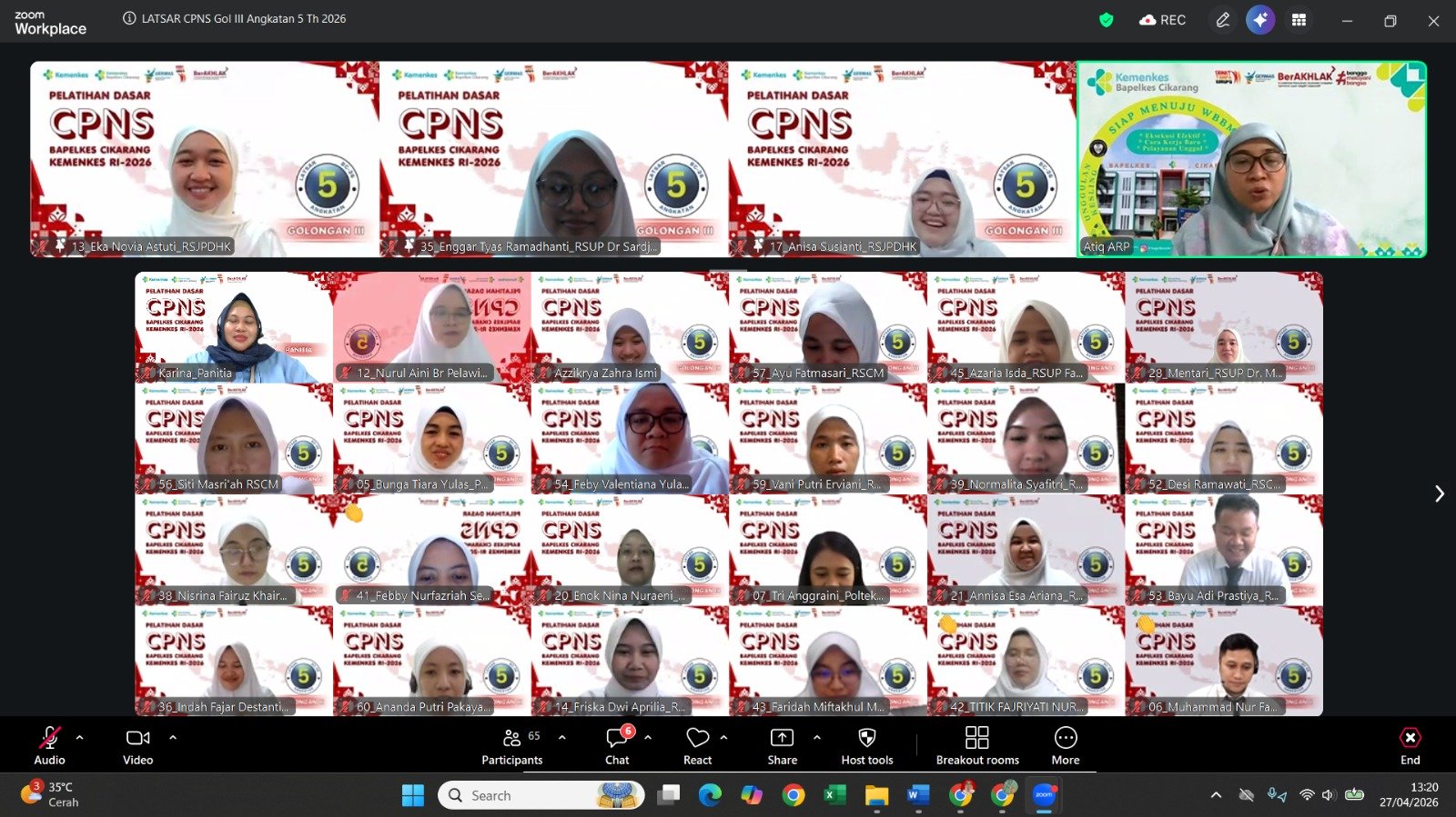 Penutupan Pelatihan Dasar CPNS Golongan III Angkatan 5 Tahun 2026 Bapelkes Cikarang